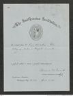 Nachlass Franz Steindachner, Bestätigung von Spencer F. Baird an Franz Steindachner (07.04.1881), Inv.Nr. 20.03, Seite 1